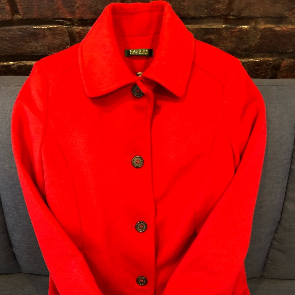 Timeless Red Peacoat Ralph Lauren Size 6